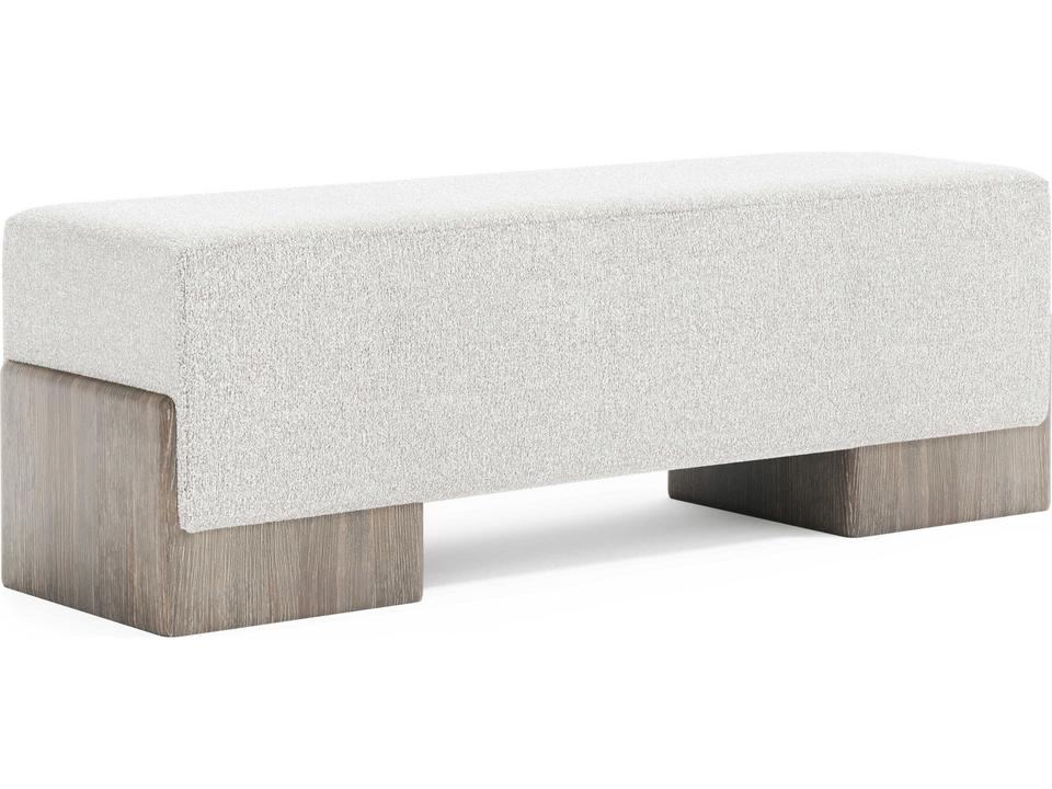 Monolith Upholstered Bench in Ivory with Wirebrushed Puma Oak Base