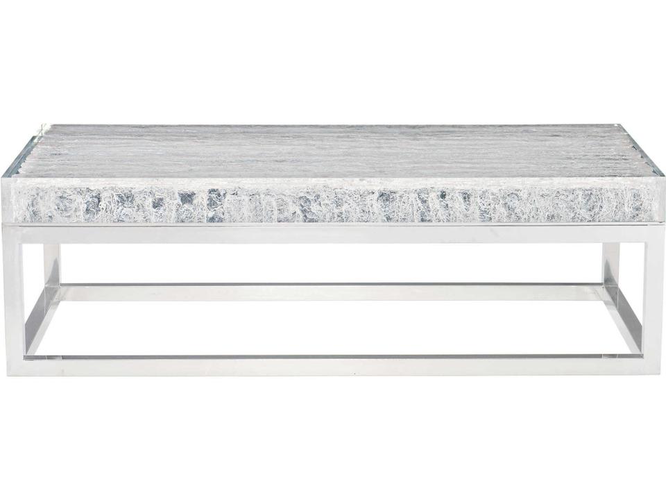 Arctic Rectangular Acrylic Top Coffee Table with Polished Stainless Steel Base