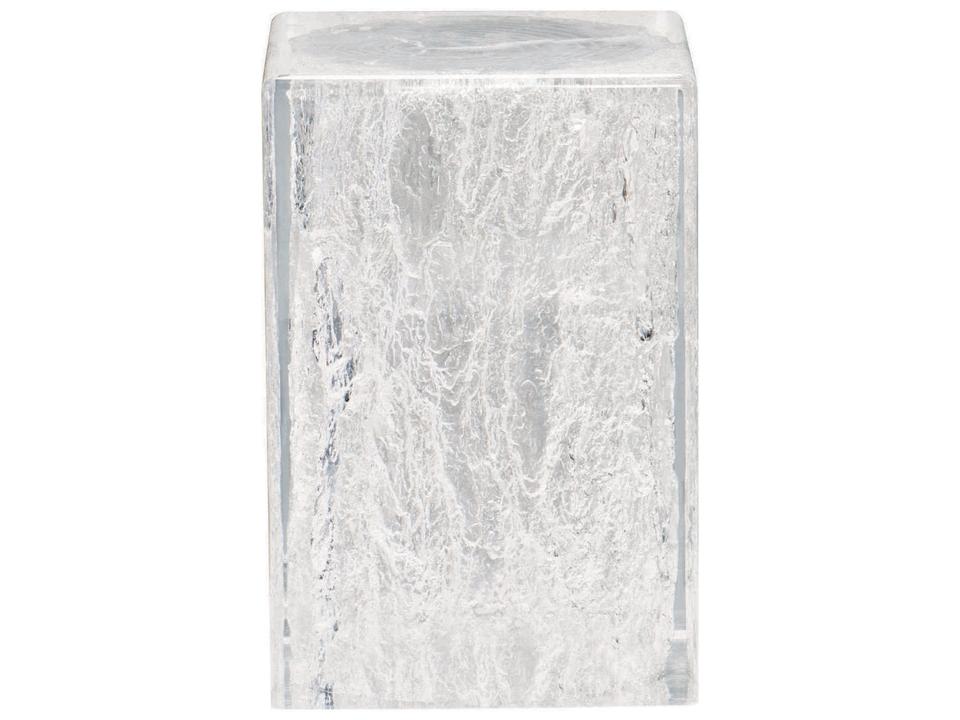 Arctic Square Acrylic Chairside Table with Cast Wood Grain Pattern