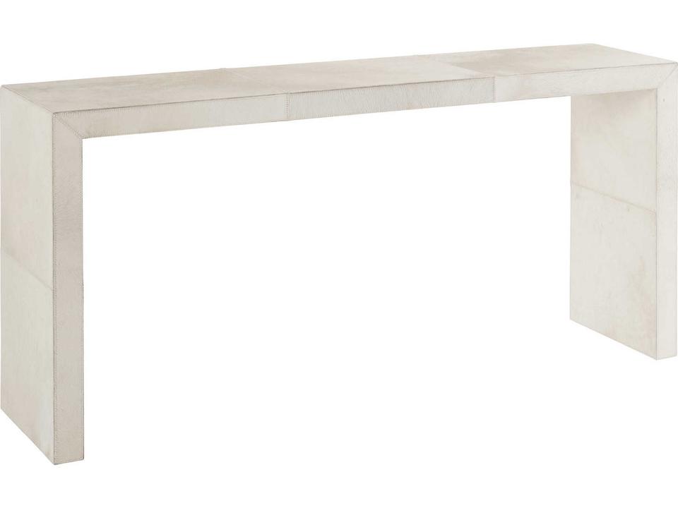 Seward Rectangular Console Table in White Hair-on-Hide