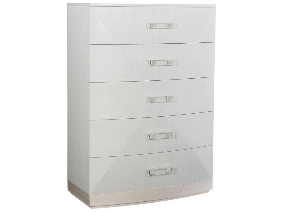 Axiom 5-Drawer Tall Chest in Linear White and Gray with Acrylic Hardware