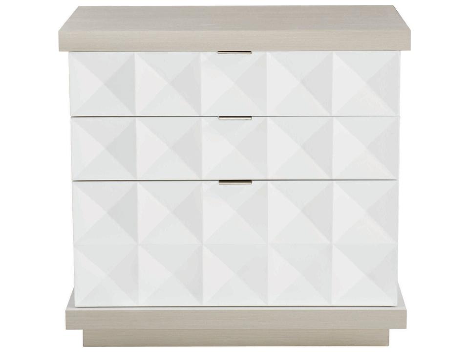 Axiom 3-Drawer Nightstand in Linear Grey Linear White and White Linen