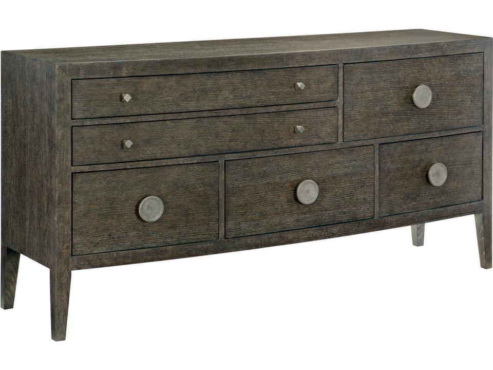 Linea Sideboard with 6 Drawers in Cerused Charcoal Oak