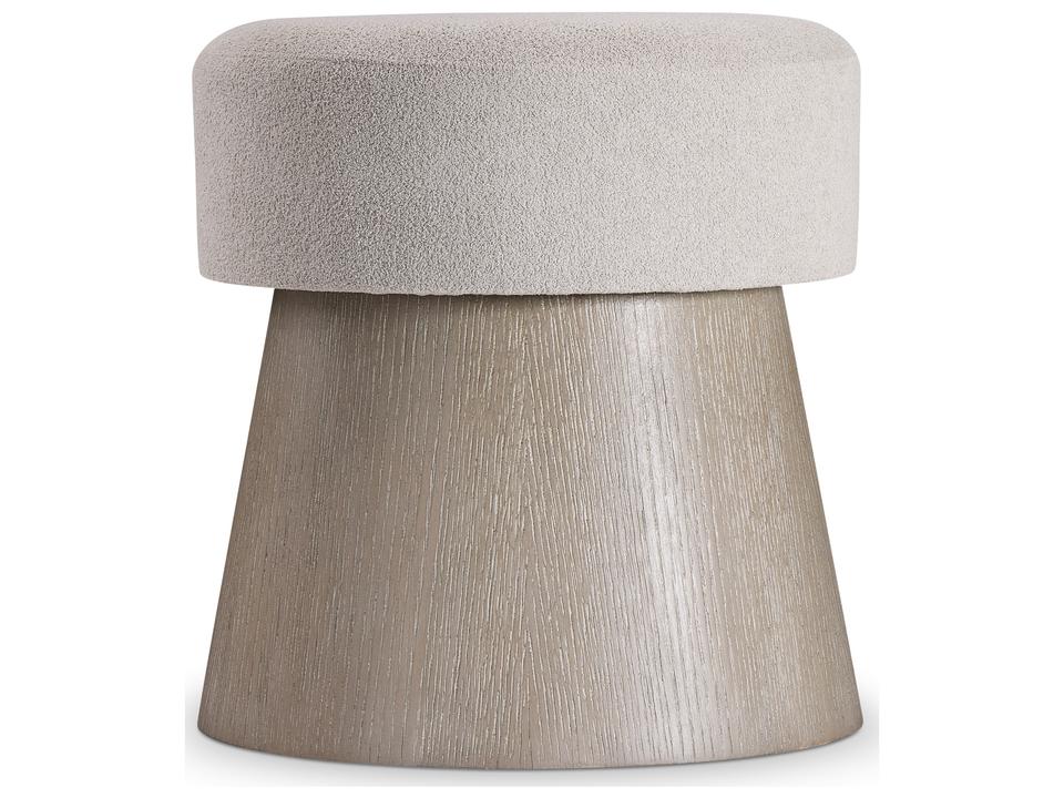 Linea Round Upholstered Bench in Cerused Greige Oak