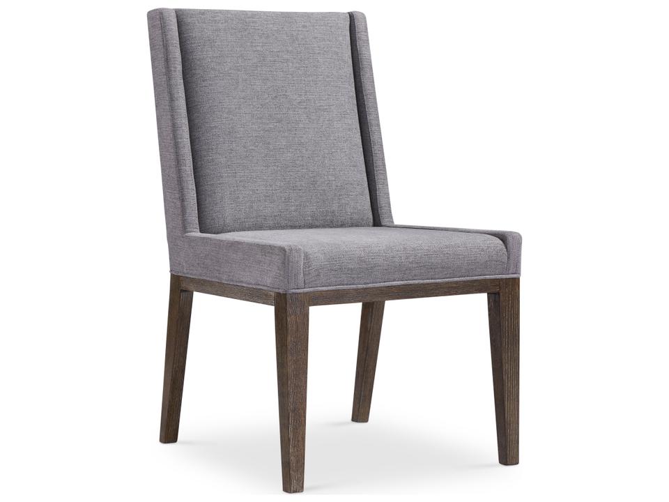 Linea Upholstered Dining Side Chair in Cerused Charcoal Finish