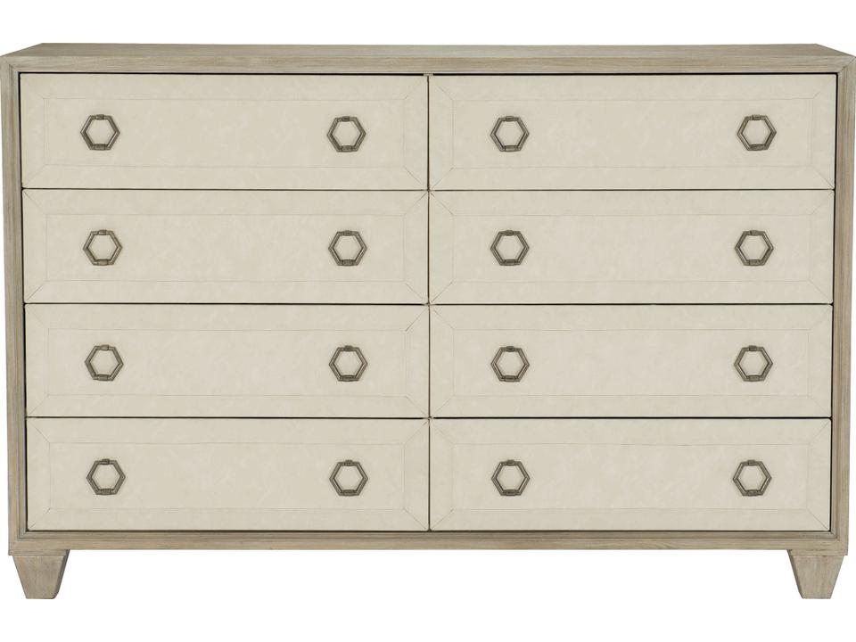 Santa Barbara 8-Drawer Dresser in Sandstone Oak with Fabric Wrapped Fronts