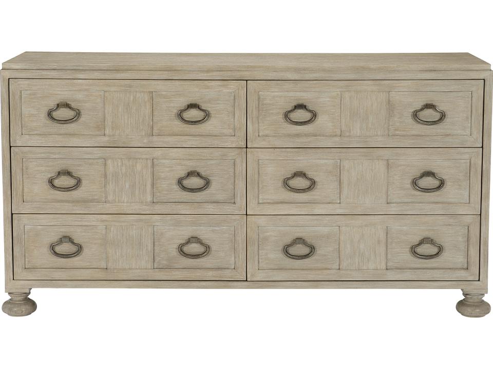 Santa Barbara 6-Drawer Dresser in Sandstone with Vintage Nickel Hardware