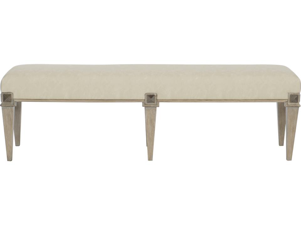 Santa Barbara Upholstered Accent Bench with Vintage Nickel Medallions