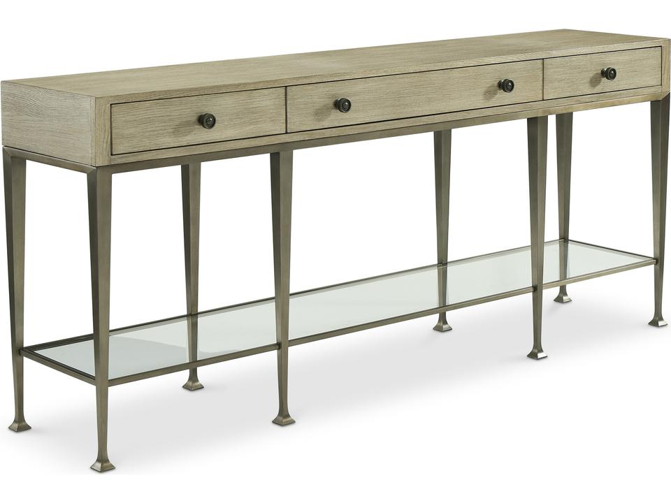 Santa Barbara Console Table in Sandstone and Vintage Nickel