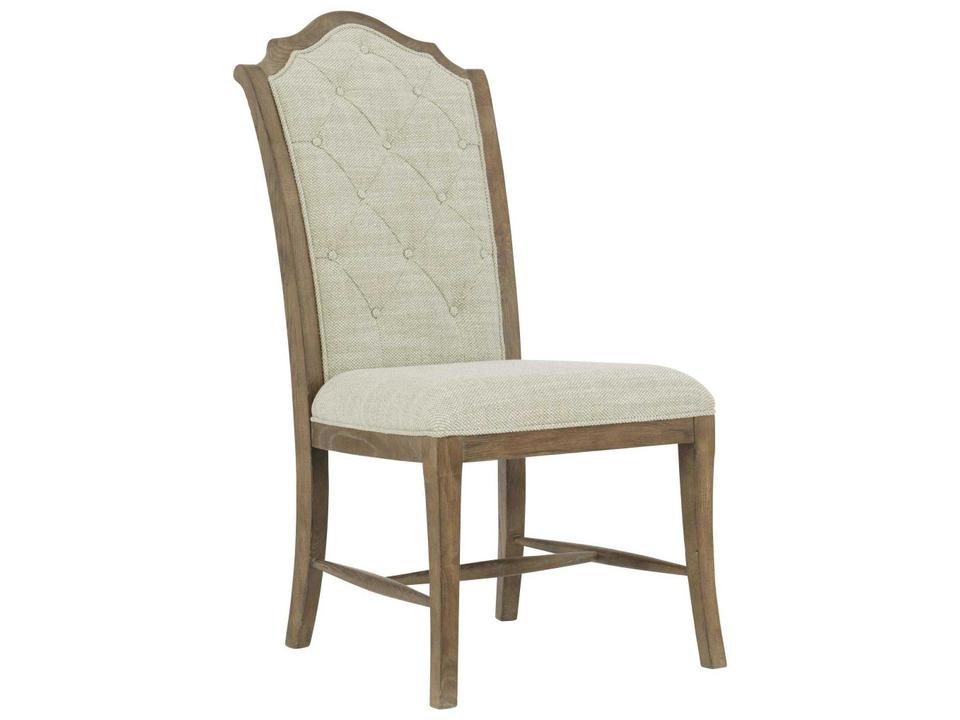Rustic Patina Upholstered Dining Side Chair in Peppercorn Finish
