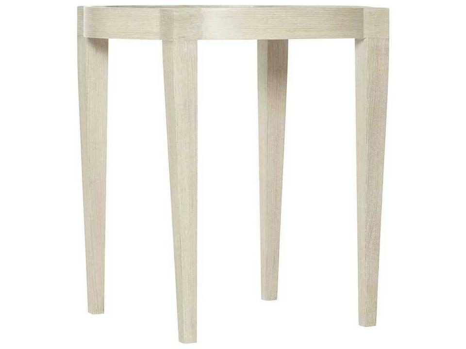 East Hampton Round Wood Cerused Linen End Table