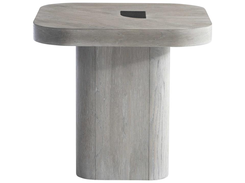 Marcato Square End Table with Metal Inlay in Cerused Greige