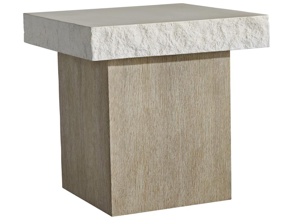 Beauclair Square Side Table Wood and Concrete Flaxen Vintage Cream
