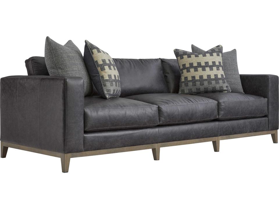 Noel 3-Seat Leather Sofa in Grey with Track Arms