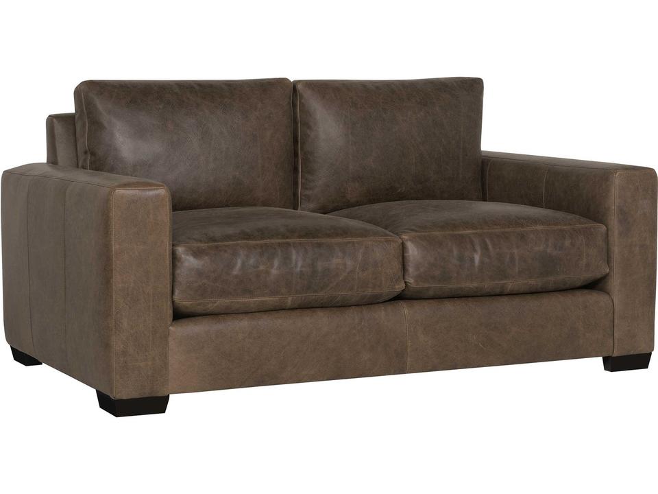 Dawkins 2-Seat Top-Grain Leather Loveseat in Brown