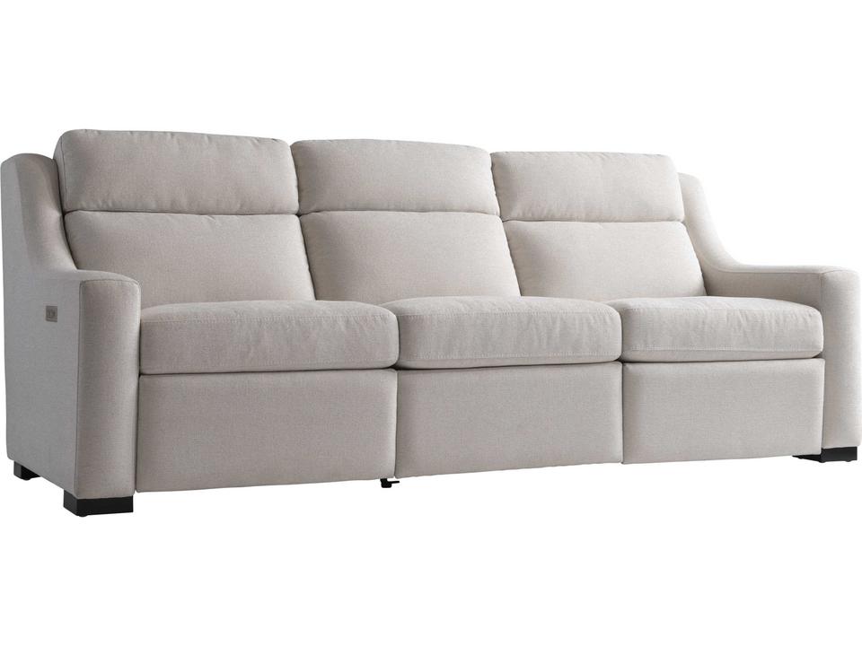 Germain Power Reclining Fabric Sofa in White Cream with USB Port