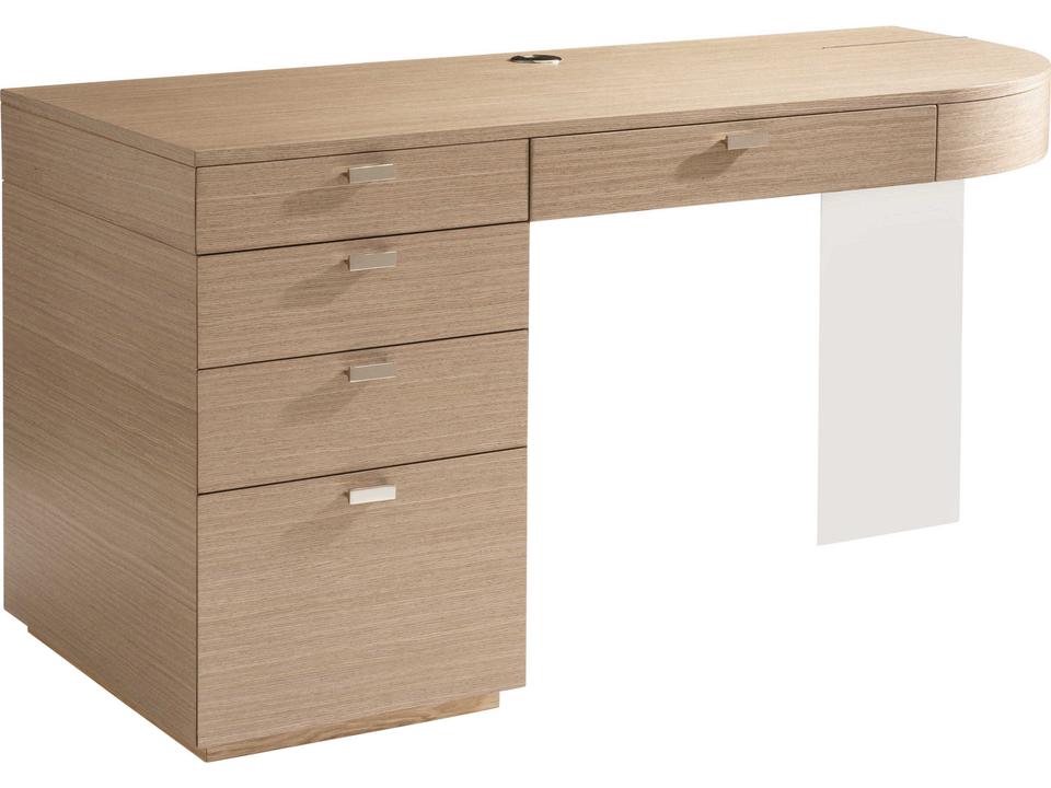 Modulum Desk Modern Computer Desk Sahara Finish and Polished Stainless Steel