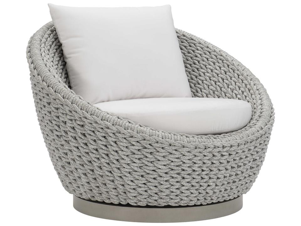 Savaii Outdoor Swivel Accent Chair in Marled Clay Rope and Stone