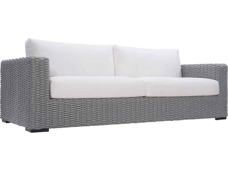 Capri Woven Rope Outdoor Sofa with White Cream Cushions
