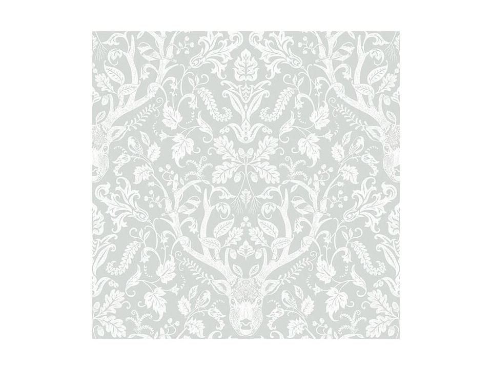 Chesapeake Kiwassa Grey Antler Damask Wallpaper