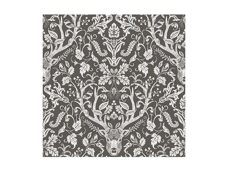 Chesapeake Kiwassa Brown Antler Damask Wallpaper