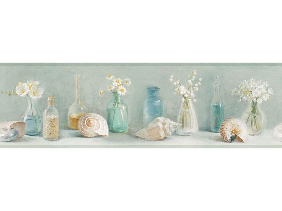 Chesapeake Cahoon Teal Vases Border