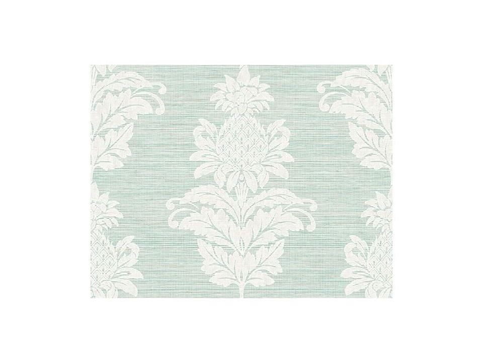 Kenneth James Pineapple Grove Turquoise Damask Wallpaper