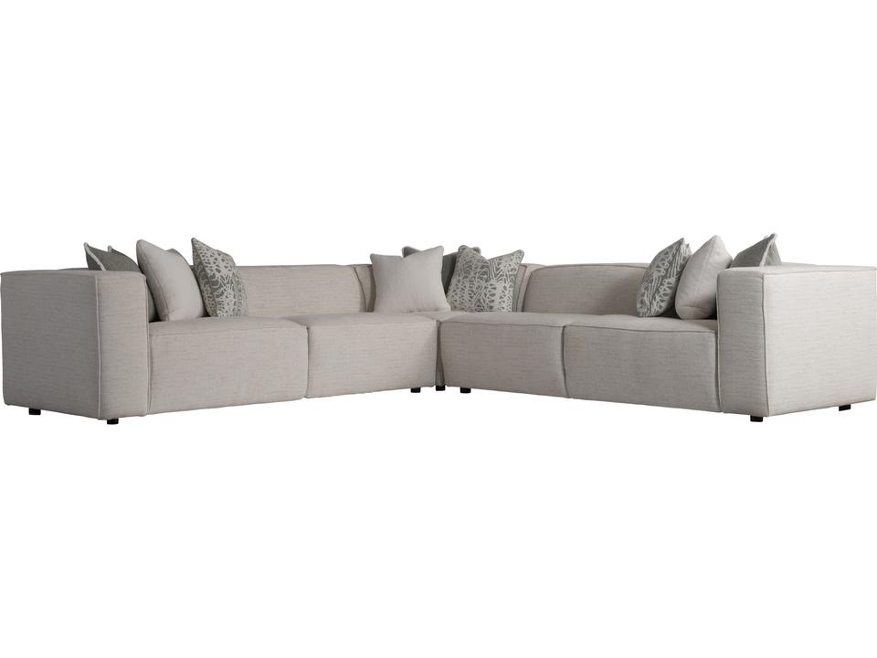 Bliss 5-Seat Fabric Sectional Sofa in Cream with Oversized Track Arms