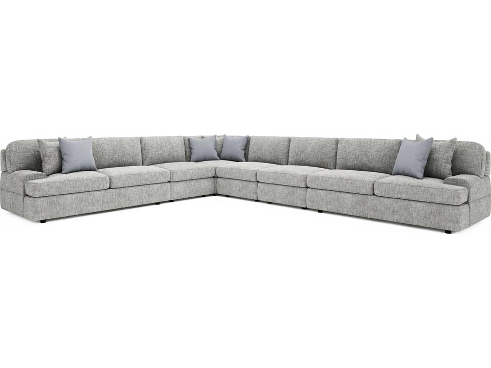 Serena 6-Piece Fabric Sectional Sofa in Gray with Low Track Arms
