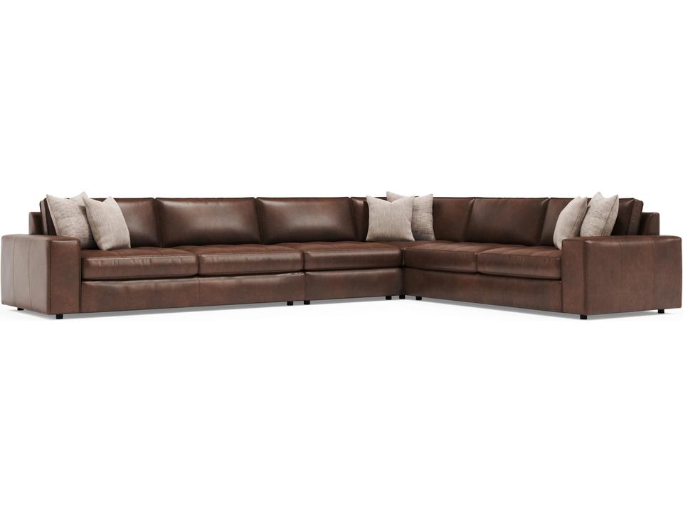 Nest 4 Piece Brown Leather Sectional Sofa
