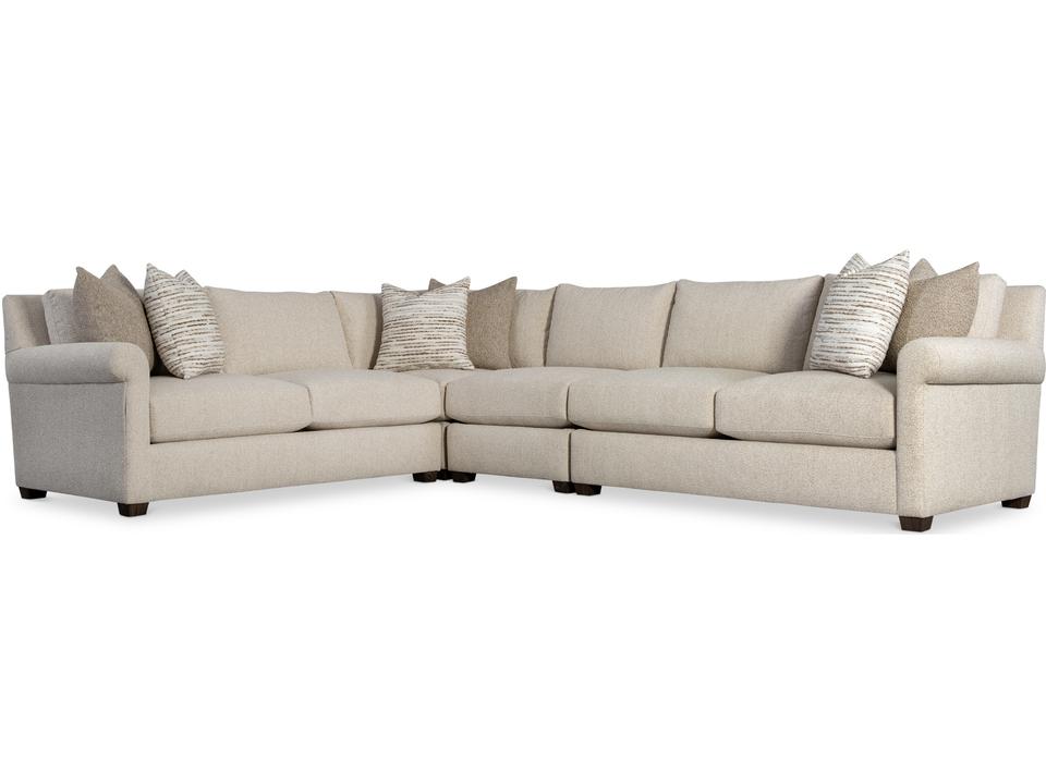 Barnes 4-Piece Fabric Sectional Sofa with Rolled Arms and Block Feet