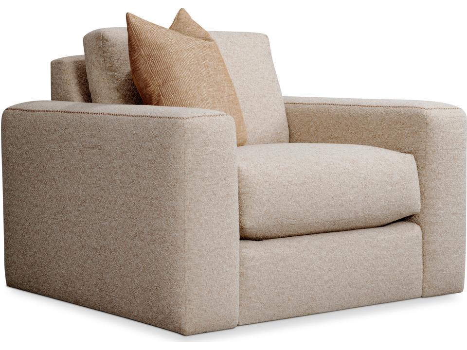 Living Vaughn Upholstered Polyester Swivel Accent Chair in Beige