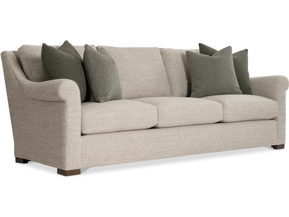 Keirnan 3-Seat Fabric Sofa with Rolled Arms and Throw Pillows