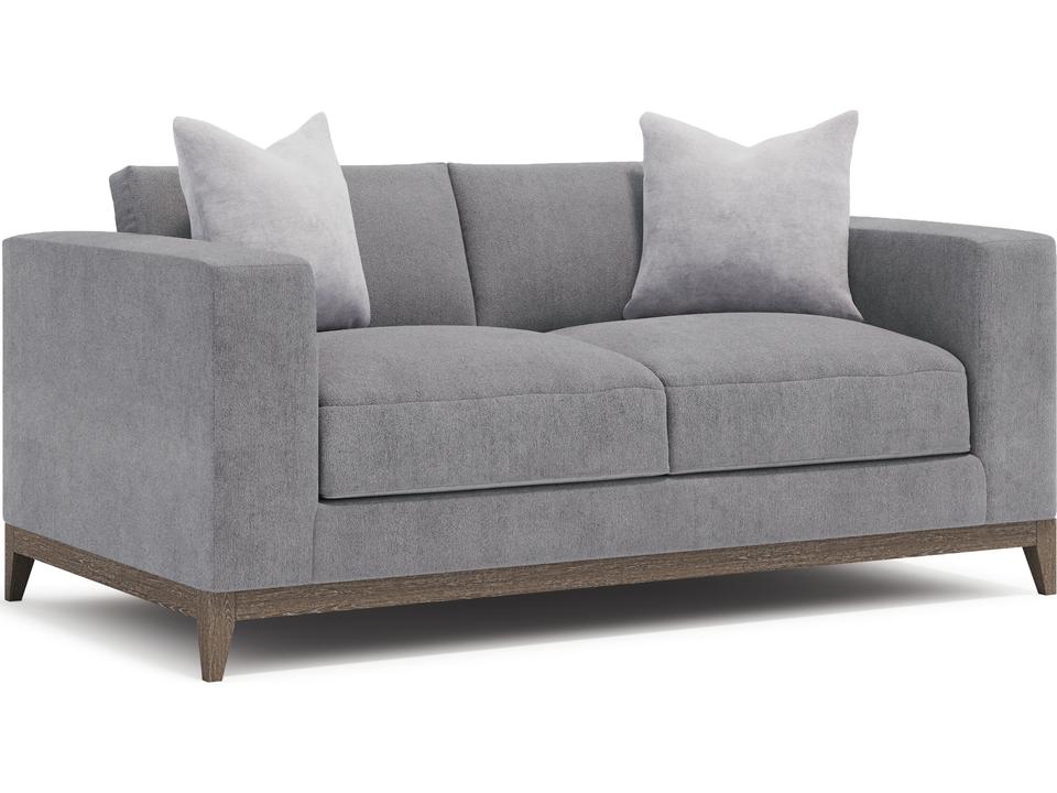 Noel Fabric Loveseat with Exposed Wood Base in Portobello Finish