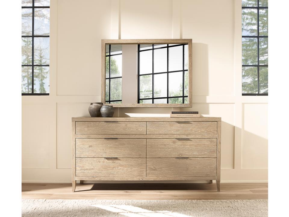 Tribeca 6-Drawers Beige Oak Wood Double Dresser