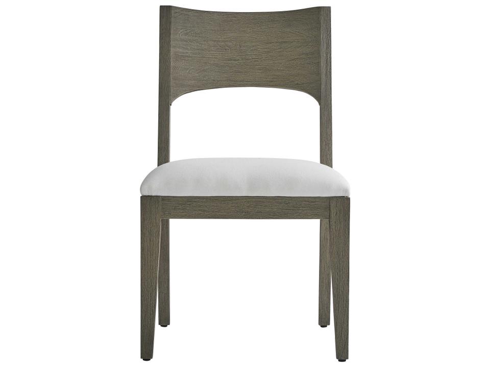 Exteriors Calais Upholstered Outdoor Dining Side Chair in Weathered Teak