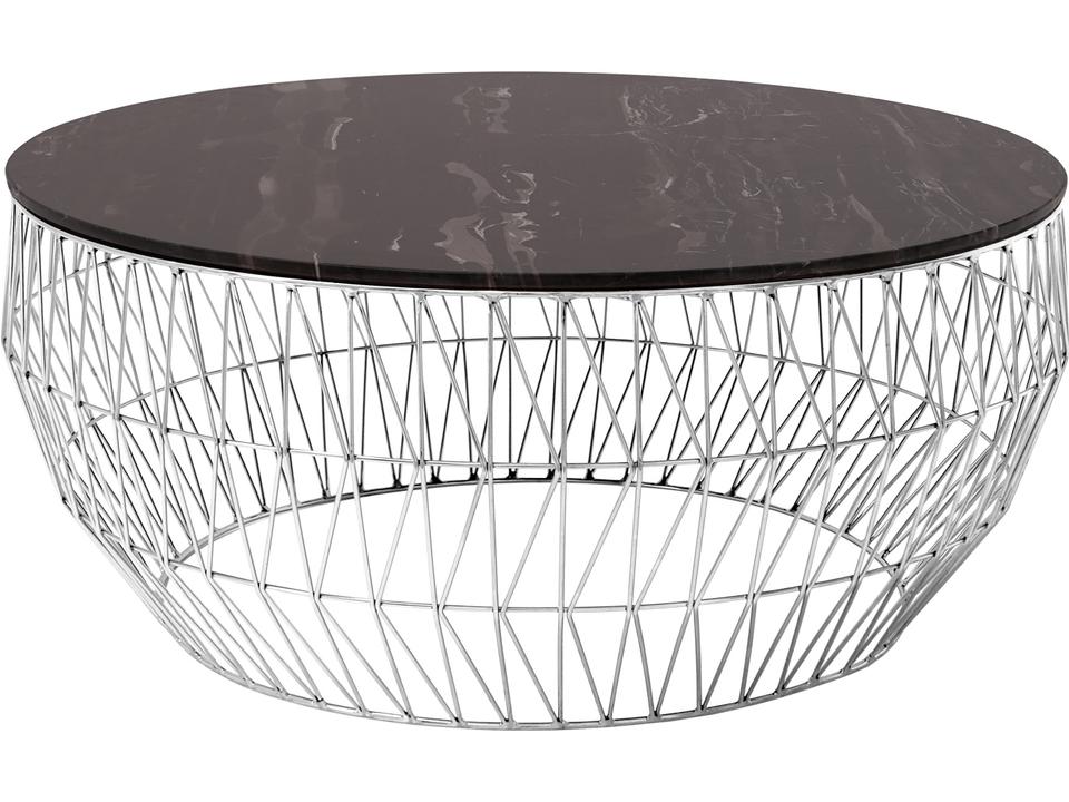 The Coffee Table 36-Inch Round Chrome with Marble Top