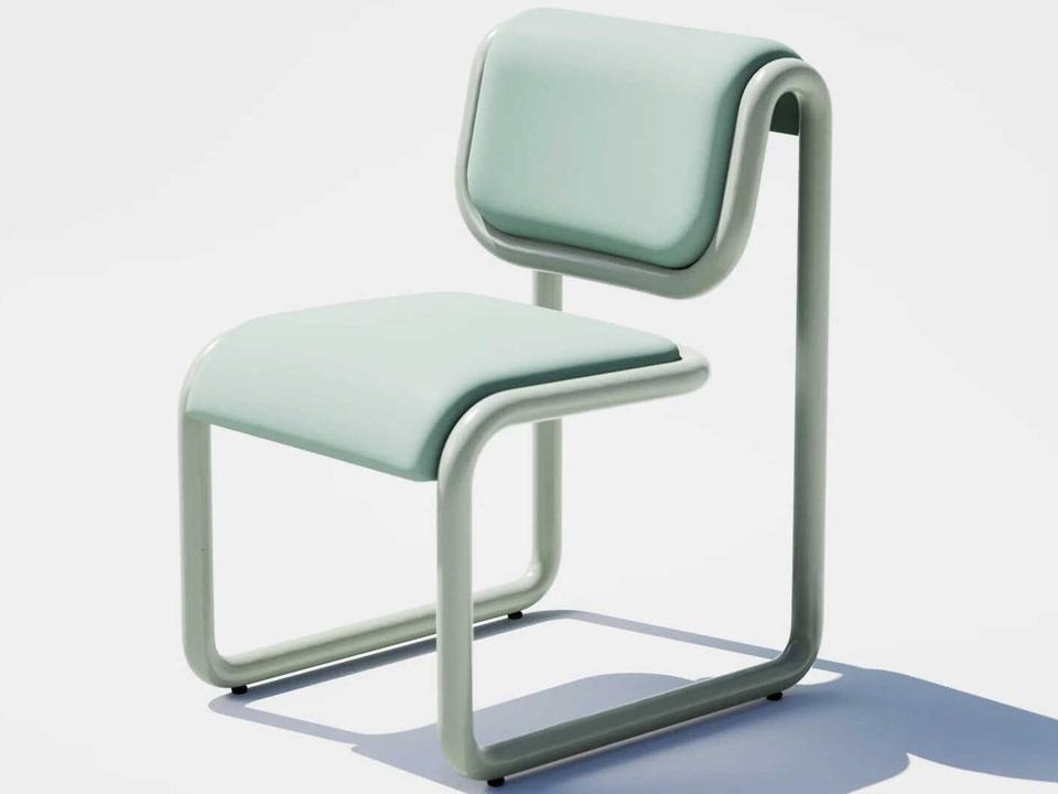 Tube Green Upholstered Arm Dining Chair