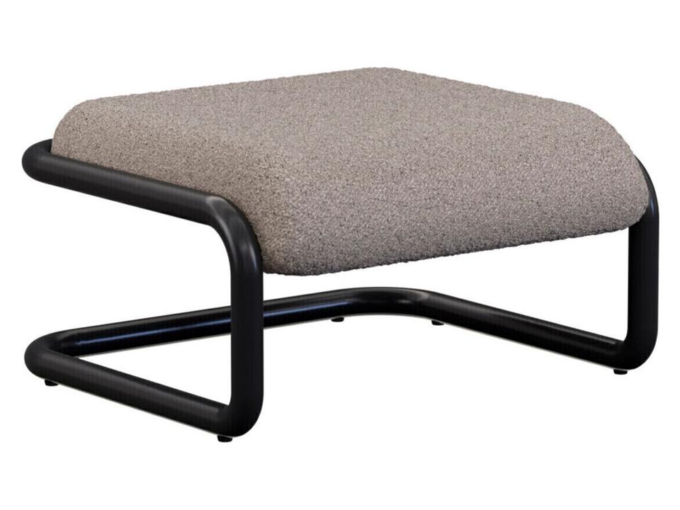 Tube Ottoman Black Frame Grey Boucle Upholstery