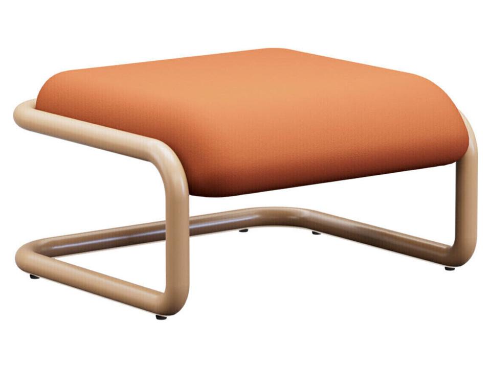 Tube Tan Vegan Leather Ottoman with Tan Metal Frame