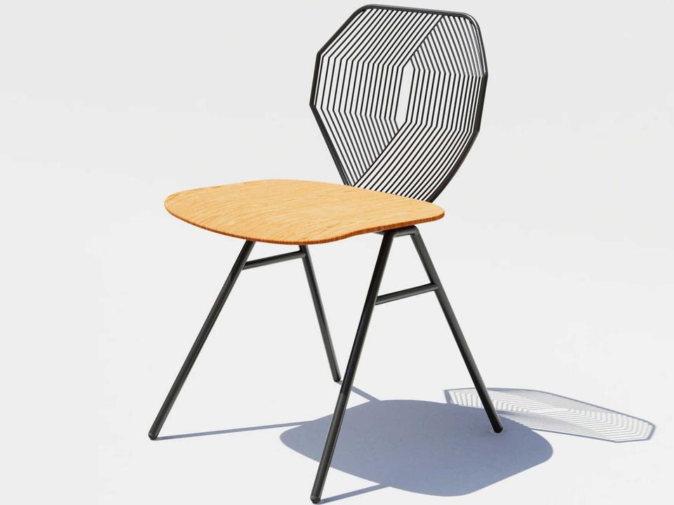 Wood & Wire Black Upholstered Armless Dining Chair