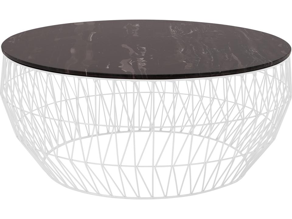 Bend Goods 36 Inch Round Outdoor Coffee Table in White Galvanized Iron