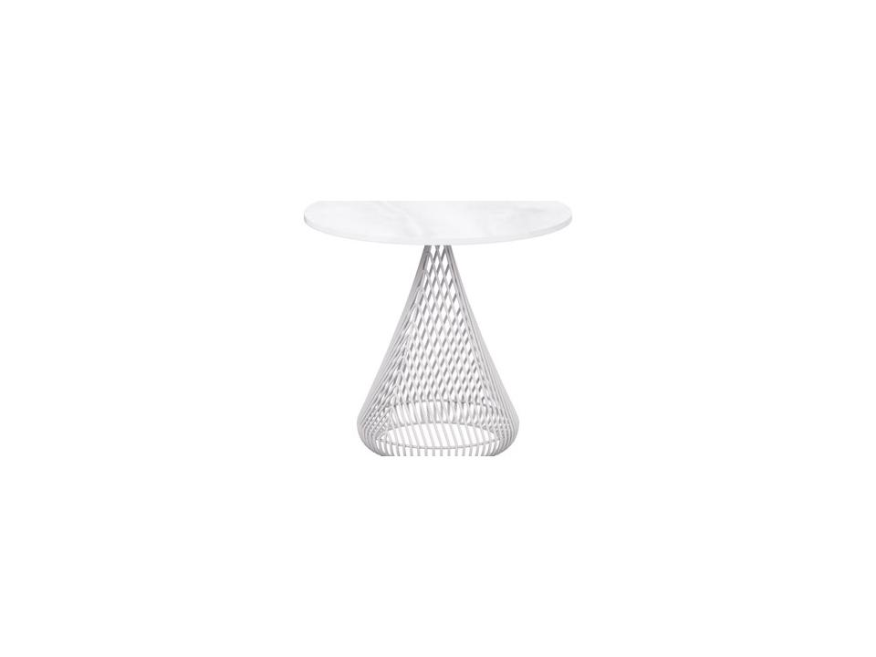 Bend Goods Cono Round Side Table with Ceramic Stone Top in White