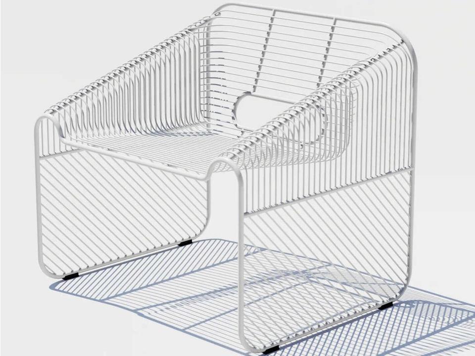 Bend Goods Hot Seat Outdoor Lounge Chair in White Powder Coated Galvanized Steel