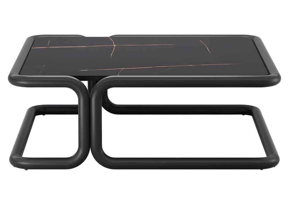 Bend Goods Tube 40-Inch Square Ceramic Stone Coffee Table in Black