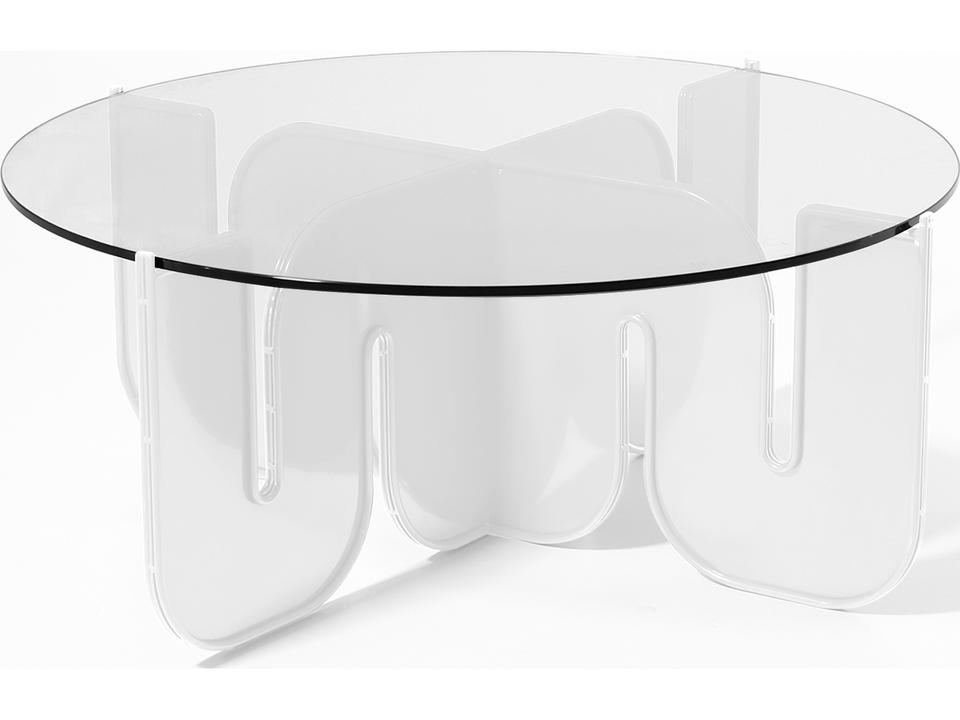 Bend Goods Wave Round Outdoor Coffee Table in White Resin and Steel