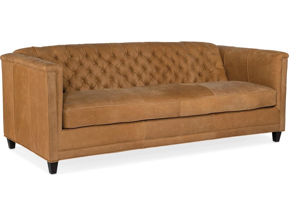 Jaden Stationary Tufted Leather Sofa 8-Way Hand Tied in Customizable Finish