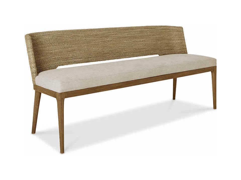 Amalfi 3-Seat Upholstered Accent Bench in Praline Teak with Beach Fabric