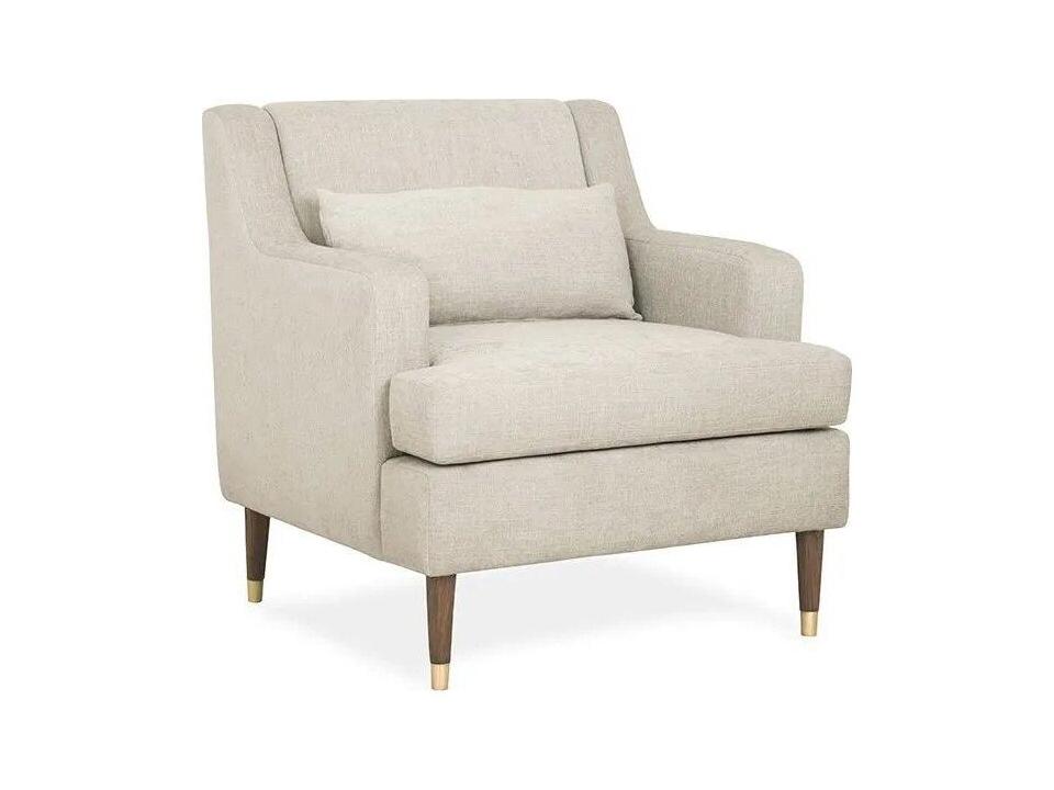 Carson Upholstered Accent Chair in Mink with Brass Accents