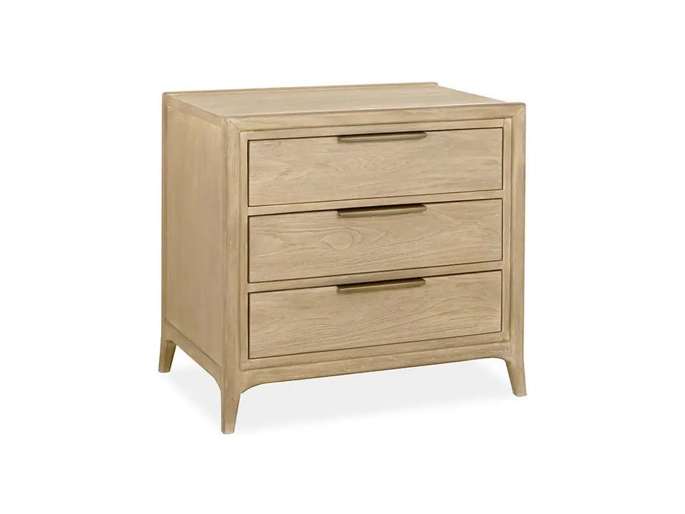 Messina 3-Drawer Nightstand in Beige Teak Wood